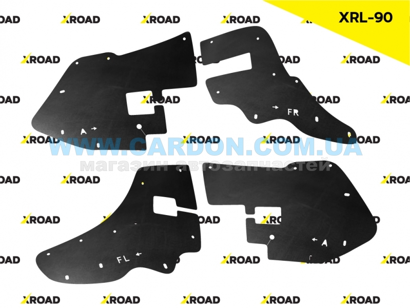 XRL90 Комплект увеличенных боковых пыльников моторного отсека с набором клипс Toyota Land Cruiser Prado 90 - XRoad