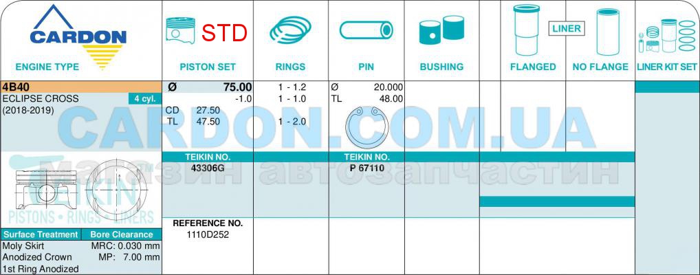 43306GSTD   -   Eclipse Cross 1.5L 4B40 - TEIKIN
