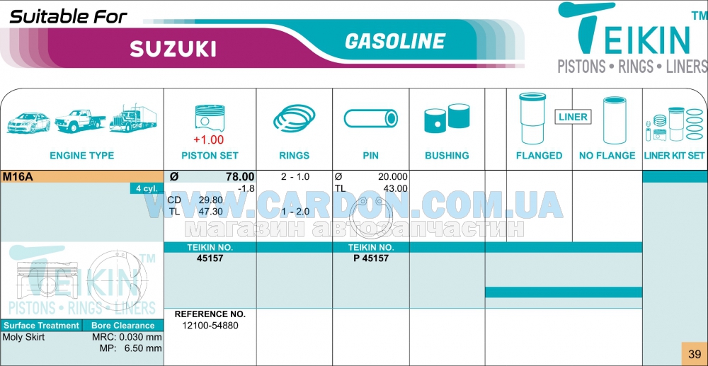 45157100 - Piston set TEIKIN