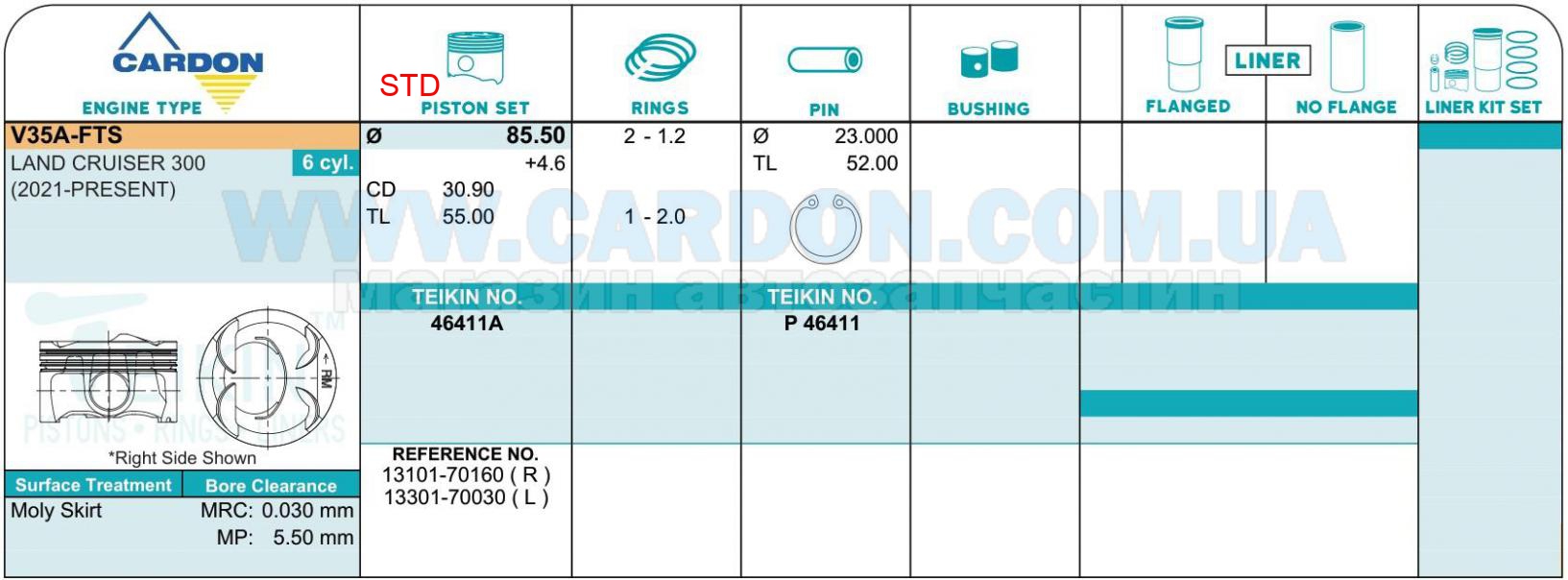   -    TEIKIN STD 85.50 mm (1.2-1.2-2.0) TOYOTA LAND CRUISER 300 -  2