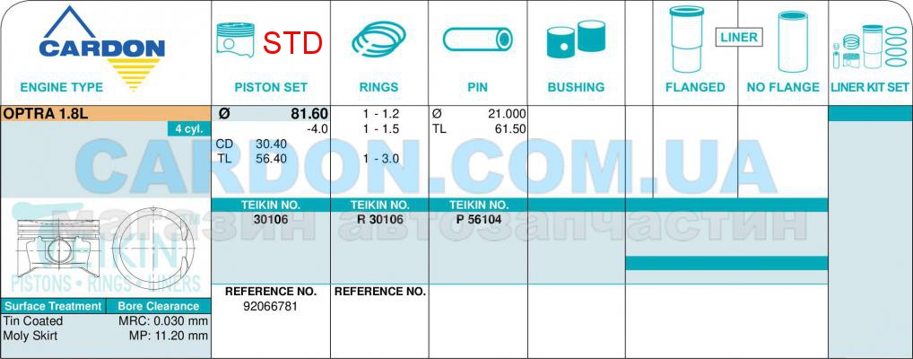   TEIKIN STD 81.60 mm (1.2 X 1.5 X 3.0) GM -  3