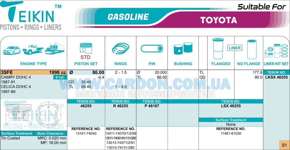46255STD - ������ �������� (STD) (�-�� �� �����) Toyota 3S-FE TEIKIN