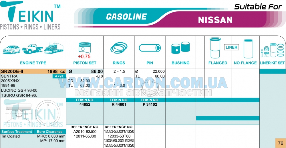 44652075 - Piston assy, nis sr20de-ii TEIKIN