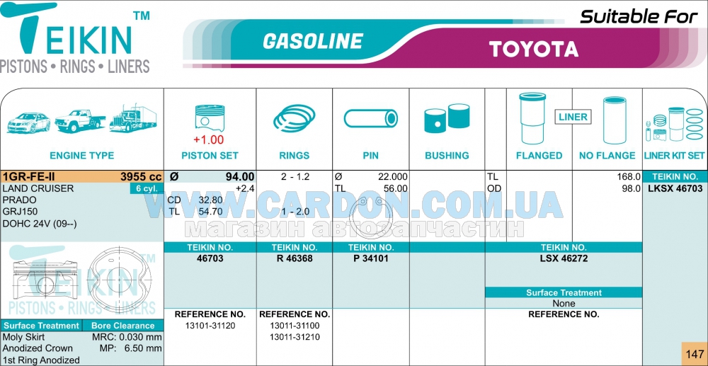 46703100 - Piston set TEIKIN