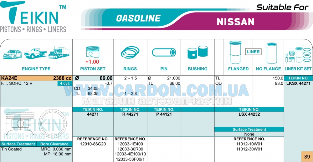 44271100 - Piston set 100 ka24e TEIKIN