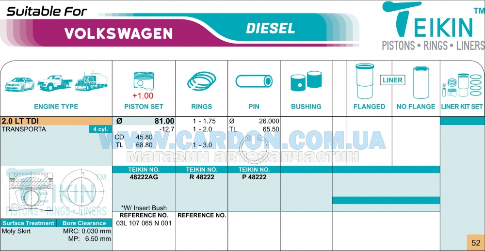 48222AG100 - 2.0 lt tdi alfin gallery TEIKIN