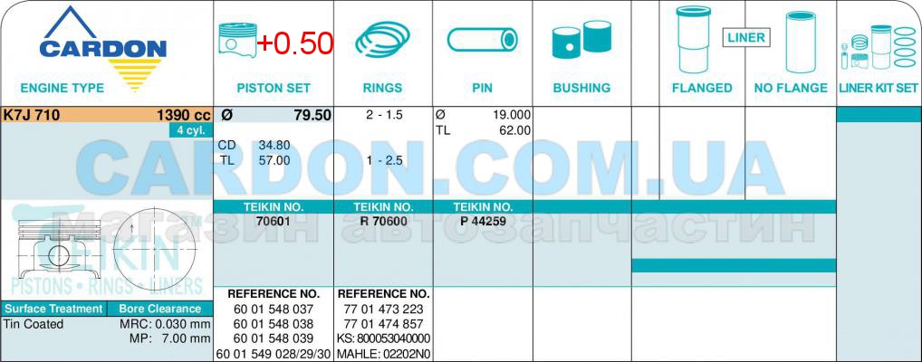   -    TEIKIN 79.50 mm + 0.50 = 80.00 mm (1.5-1.5-2.5) RENAULT 1.4 K7J 710 -  3