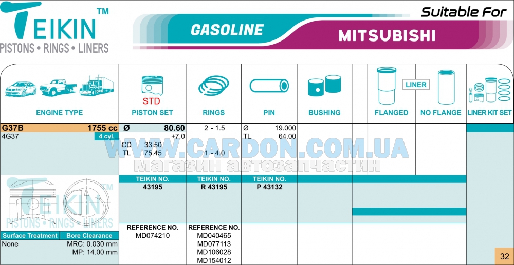 43195STD - ������ �������� (STD) (�-�� �� �����) Mitsubishi G37B TEIKIN