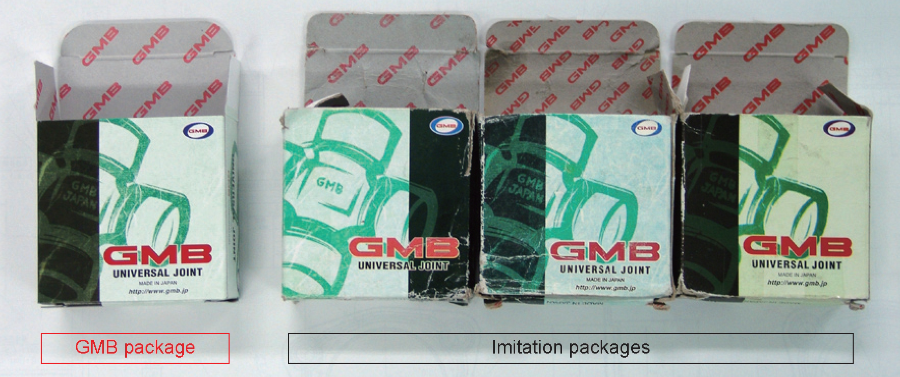Сравнение оригинальной упаковки GMB и упаковок-подделок